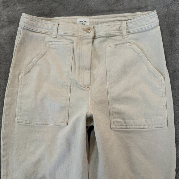 Wilfred Free High Rise Patch Pocket Wide Leg Jeans Cream 10 Women's - Picture 4 of 11
